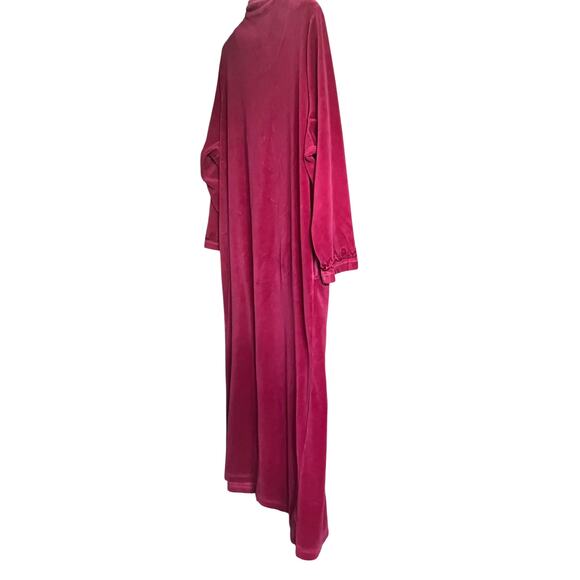 CABERNET WOMAN LONG SLEEVE FULL-LENGTH FLANNEL ROBE, WOMANS, 1X, BURGUNDY - Picture 8 of 12